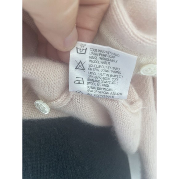 CASHMERES  made in Scotland Soft Pink Cashmere Cardigan White Trim Small - Picture 6 of 8
